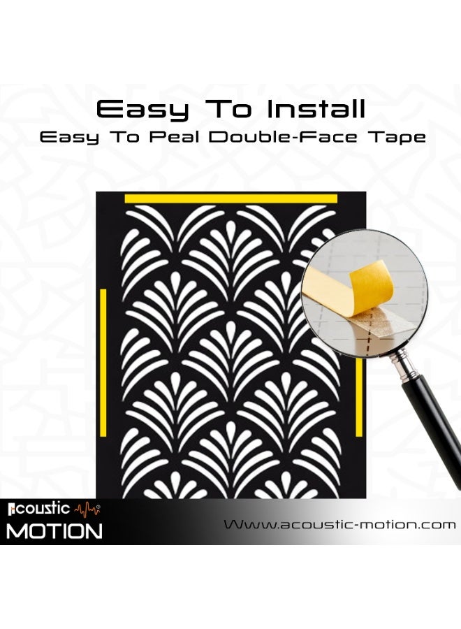 أكويستك موشان لوحات ديكور فنية جدارية خشبية من ACOUSTIC MOTION®، تصميم  PALOMRA مع شريط لاصق مزدوج الوجه، معلق على الحائط باللون الأسود الحديث للمنزل وغرفة المعيشة وغرفة النوم والمكتب والفندق، 25 × 50 × 0.5 سم، مجموعة مكونة من 4 قطع - Image 3